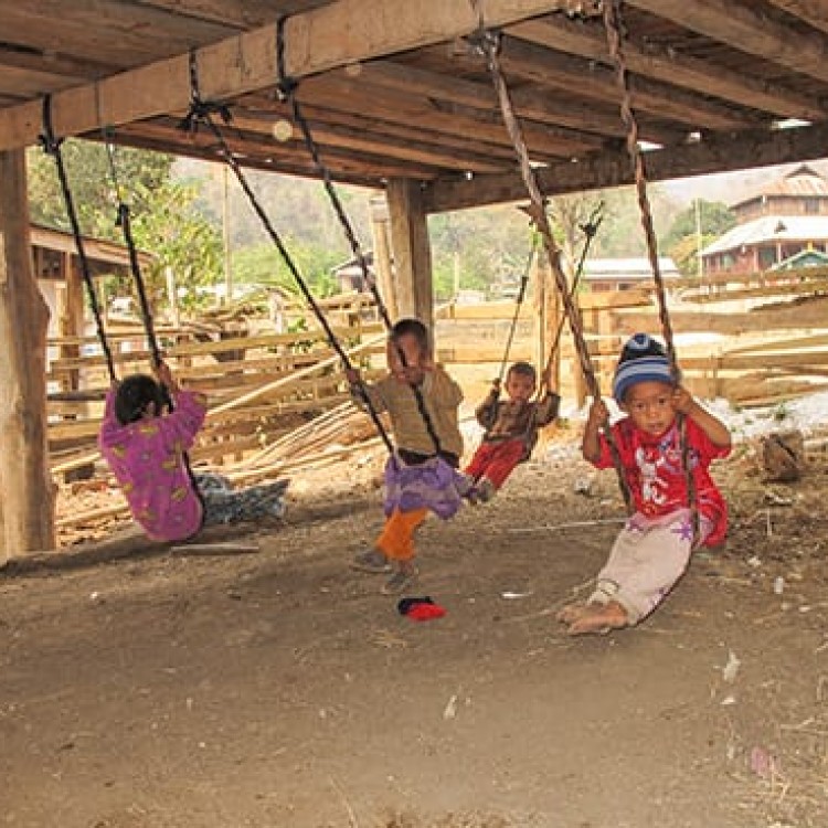 Chase | Burma - D 4666 Palaung children under home swinging